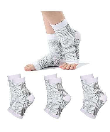 3pairs Neuropathy socks, Ankle brace Socks and Tendonitis compression socks,For Pain Relief and Plantar Fasciitis for women and man,Ankle compression sleeve for ankle swelling(L/XL-white-3pairs) white L/XL