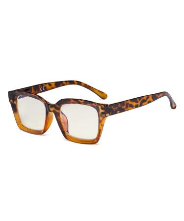 Eyekeper women computer reading glasses Blue light filter UV protection blue light blocking oversized square reading glasses (tortoise +1.25)