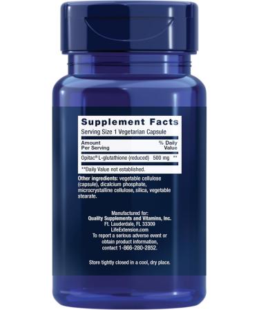 Buy Life Extension Glutathione 500 mg Capsules | Antioxidant Supplement for Oxidative Stress | Gluten-Free Non-GMO Vegetarian | 60 Count - Buy Online on GoSupps.com