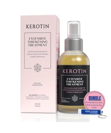 Worldwide Nutrition Compatible with Kerotin Nourishing Thickening Spray Treatment: Revitalize for Fuller Hair Hair Heat Protectant Spray With Keratin Hair Treatment - 4 Oz and Multi-Purpose Key Chain