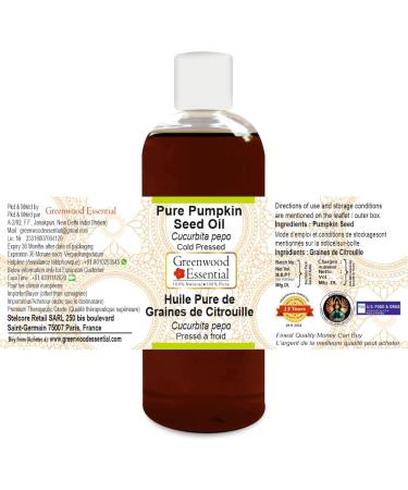 Greenwood Essential Pure Pumpkin Seed Oil 200ml - Therapeutic Grade Cold Pressed Oil for Skin & Hair | International Shipping Available - Buy Online on GoSupps.com