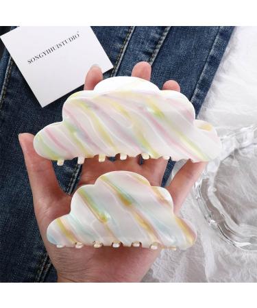 Vctitil Cute Cloud Shape Hair Claws Colorful Stripe Acetate Hair Clips Ponytail Holders Hair Jaw Clips Clamp Barrettes Hair Accessories for Women Girl Thin Thick Hair(small) - Buy Online on GoSupps.com
