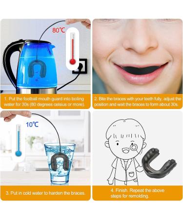 2-Pack Youth Football Mouth Guard with Strap | Professional Sports Mouthpiece for Boxing, MMA, Hockey, Rugby - Black - Buy Online on GoSupps.com