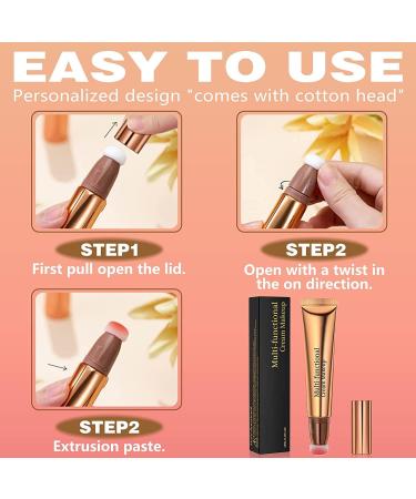 Pakivs 3pcs Liquid Contour Beauty Wand Liquid Blusher Highlighter Contouring Stick Set with Cushion Applicator Liquid Bronzer Stick Long Lasting Smooth Silky Cream Stick Makeup Kit - Buy Online on GoSupps.com