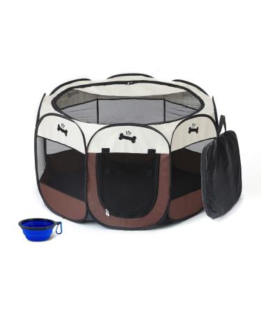 Portable Foldable Pet Puppy Playpen,Pop Up Large 45" Exercise Kennel Tent Play Pen for Dog Rabbit Cat,Pet Tent House with Carrying Bag Travel Bowl Use for Indoor Outdoor Travel Camping(Large)