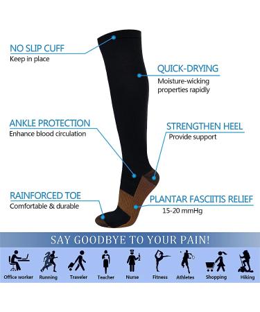8 Pairs Copper Compression Socks XX-Large Black - Men & Women Circulation Support - Buy Online on GoSupps.com