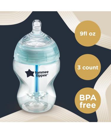 Tommee Tippee Anti-Colic Baby Bottles - 9oz, 3 Count | Slow Flow Breast-Like Nipple | Unique Anti-Colic Venting System - Buy Online on GoSupps.com