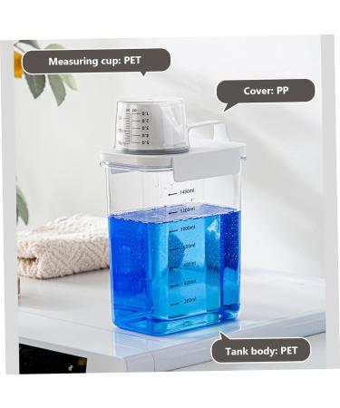 LAANCOO Laundry Detergent Dispenser 1800ml Clear Airtight Washing Powder Dispenser with Scale and Cup Detergen Box for Solid Liquid Detergent Storage Container 1800ml With Scale - Buy Online on GoSupps.com