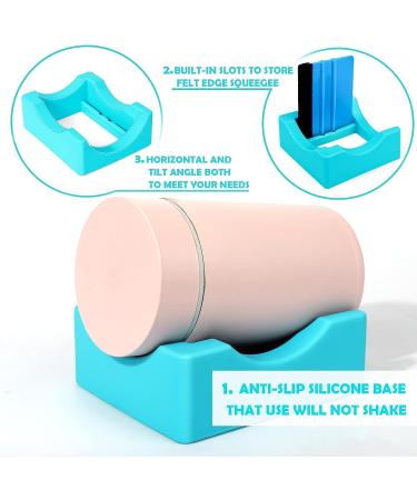 BABORUI Non-Slip Silicone Cup Cradle with Felt Edge Squeegee - Blue Tumbler Holder for Glass Cups, Bottles, Mugs - Ideal for Vinyl Application & Crafting - Buy Online on GoSupps.com