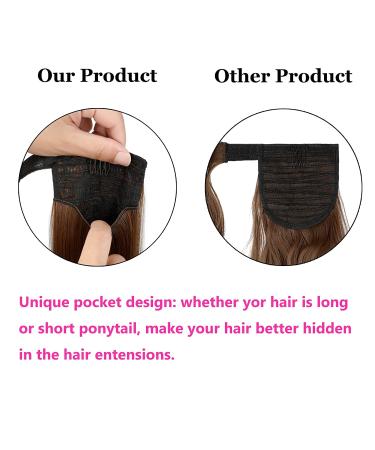 Wavy Straight Ponytail Extension - Wrap Around Pocket Hairpiece for Women - 18 Inch - Black/Brown/Blonde - Pack of 1 - Buy Online on GoSupps.com