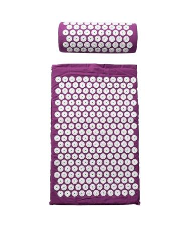 Belissy Massager Massage Pillow Mat Acupressure Relieve Body Pain with Pillow (Purple)
