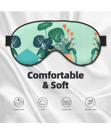 Indoor Cartoon Potted Green Plants Eye Mask - Soft Elastic & Adjustable Sleep Mask for Men & Women - Comfortable Black Design - Buy Online on GoSupps.com