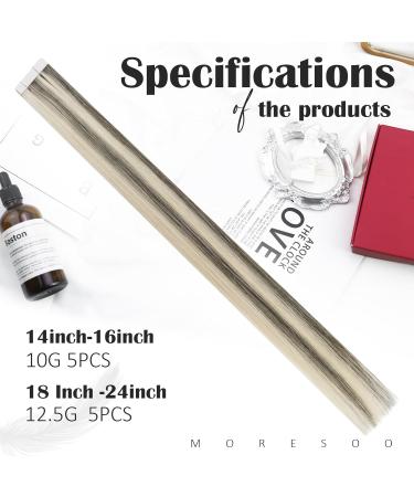 Moresoo Virgin Real Hair Tape Extensions - Invisible 45cm 5 Pieces Black to Blonde Remy Hair - New Technology #1CC/80/60 - Buy Online on GoSupps.com