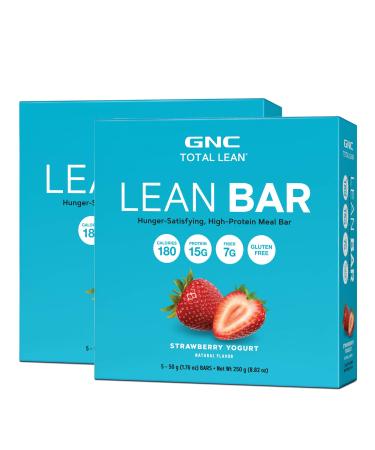 GNC Total Lean | Lean Bar | Supports a Healthy Metabolism | Twin Pack | Strawberry Yogurt | 5 Bars per Box