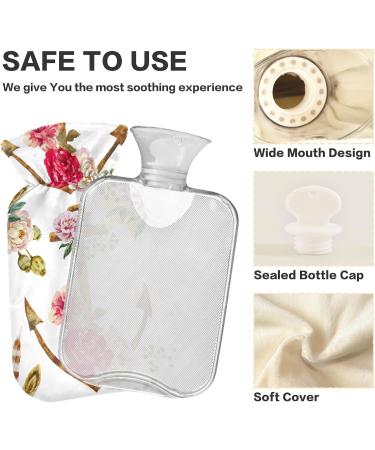 NAANLE 2L Hot Water Bottle - Watercolor Ethnic Flower Anchor for Pain Relief & Warmth | Large Transparent Design for Bed Hands & Feet | Heat & Cold Therapy - Buy Online on GoSupps.com