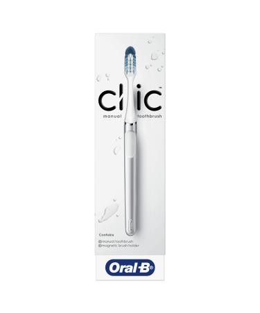 Oral-B Clic Toothbrush  Chrome White  with 1 Replaceable Brush Head and Magnetic Holder