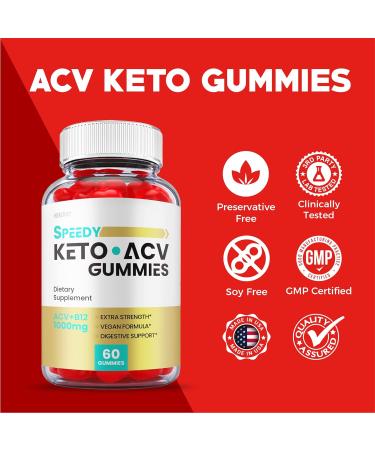 Speedy Keto ACV Gummies - Advanced Formula for Weight Loss - Vegan 1000mg with Apple Cider Vinegar and Vitamin B12 - 60 Gummies - Buy Online on GoSupps.com