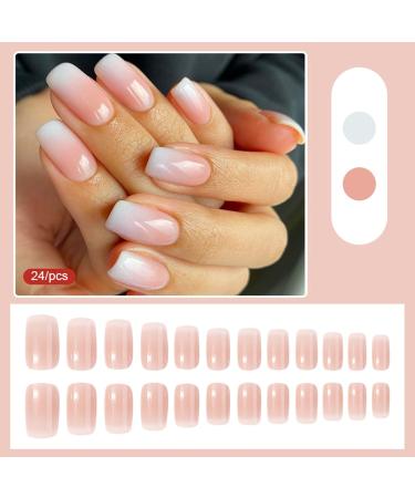 PERZOE Non-irritating Fake Nails 1 Set Waterproof Gel Diy Nail Art Kit with Glue File Press-on Full Cover French Tips Artificial Accessories for Women C - Buy Online on GoSupps.com