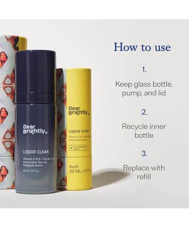 Dear Brightly Vitamin C Serum with Ferulic Acid & Vitamin E | Glowing Skin Sensitive Skin Friendly | Refillable 0.7 fl oz Glass Bottle - Buy Online on GoSupps.com