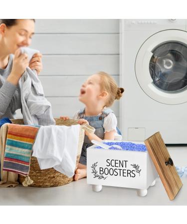 White Wood Laundry Pods Holder Dryer Sheets Fabric Softener Dispenser - Buy Online on GoSupps.com