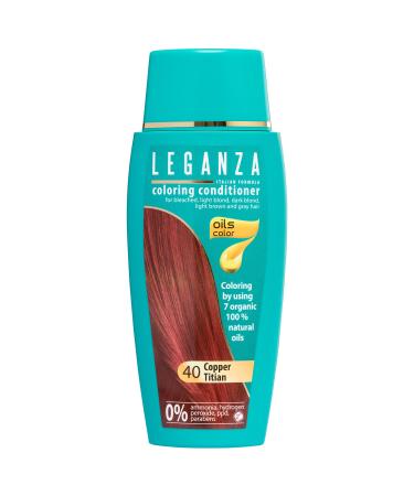 Leganza Hair Coloring Conditioner Natural Balm Color Copper Titian N 40 | Enriched with 7 Natural Oils | Ammonia PPD and Paraben Free | 150 ml 40 Copper Titian