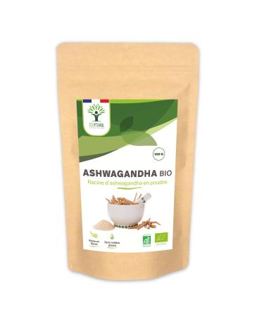 Bioptimal - Racines d'Ashwagandha Indien Bio en Poudre - Withania Somnifera 100% Pur - Sommeil Anti-Stress Libido Adaptog ne - Contr l et Conditionn en France - Certifi Ecocert - 100g 100 g (Lot de 1)