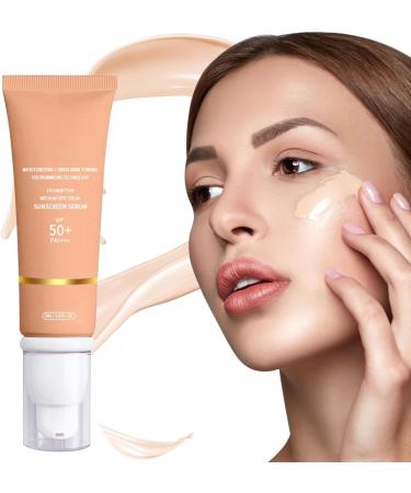 Foundation Covering Imperfections Liquid Foundation Long-Lasting Soft Matte 4 in 1 Liquid Foundation Hydrating Medium Full Coverage Concealer with Spf 50+ Waterproof Korean Makeup (2 Piece  - Buy Online on GoSupps.com