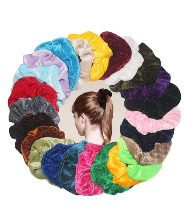 24PCs hair tie together colorful elastic hair bands hair jewelry including hair bands monochrome rubber bands including ponytail holder bracelet for girls women