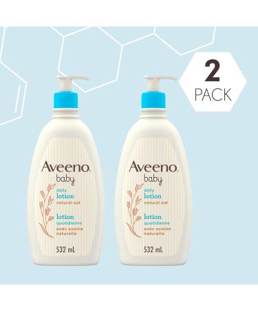 Aveeno Baby Lotion Daily Moisturizing Cream for Sensitive Skin Natural oat Fragrance Free Paraben Free Pack of 2 (1064 ml Total) - Buy Online on GoSupps.com