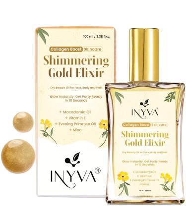 Dry Body Oil Collection | Nourishing & Lightweight Oils| Gold Shimmer & Elixir Radiance Variants | Non-Greasy Quick-Absorbing Formula | Vegan & Cruelty-Free (Gold Shimmer 3.38 Oz) Gold Shimmer 3.38 Fl Oz (Pack of 1)