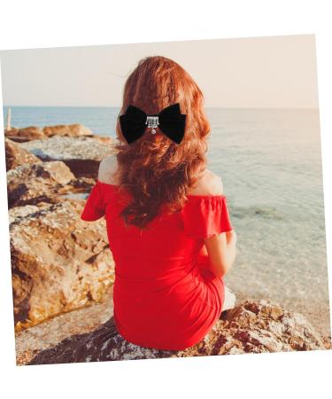 FRCOLOR Hair Barrettes hairpin big Bow Hair Clip big hair bow barrette hair bow tie red hair bows Bowknot Hair Clips for large rhinestone hair clip big hair bowknot Accessories velvet - Buy Online on GoSupps.com