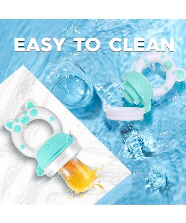 Baby Fruit Food Feeder Pacifier - Fresh Teething Teether Toy for 3-24 Months | 6 Pcs Silicone Pouches | Piggy Handle 2-Pack (Pink) - Buy Online on GoSupps.com
