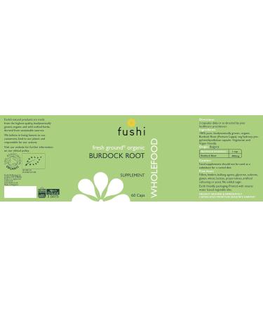 Fushi Organic Burdock Root (Arctium) Capsules 60 Caps | Fresh-Ground Whole Food | Indigenously Sourced Ethical Vegan Made in The UK - Buy Online on GoSupps.com
