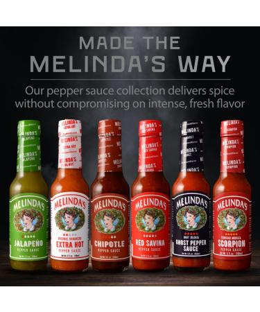 Melinda's Pepper Sauce Challenge Collection - Extra Spicy Gourmet Hot Sauce Gift Set - Jalape o, Habanero, Chipotle, Red Savina, Ghost, Scorpion - 5 oz, 6 Pack - Buy Online on GoSupps.com