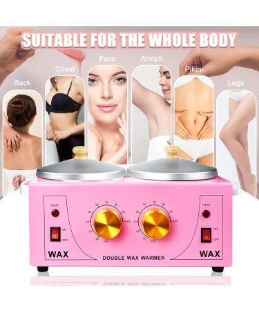 Professional Double Wax Warmer Machine for Hair Removal | Electric Wax Heater for Paraffin Spa | 100 Waxing Cloth & 50 Wooden Sticks | Pink - Buy Online on GoSupps.com