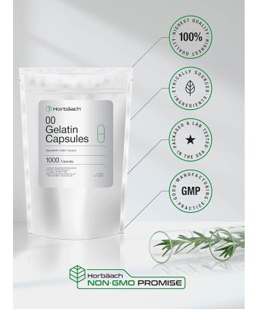 Empty Capsules Size 00 | 1000 Clear Gelatin Capsules | Resealable Bag | Non-GMO Gluten Free | By Horbaach - Buy Online on GoSupps.com