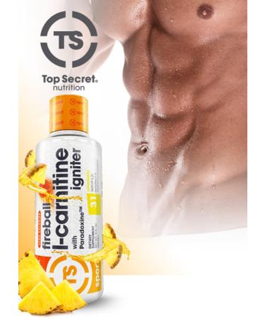Top Secret Nutrition Fireball L-Carnitine Liquid with Paradoxine - Pineapple Flavor 16 Oz - Boost Energy & Metabolism - Buy Online on GoSupps.com