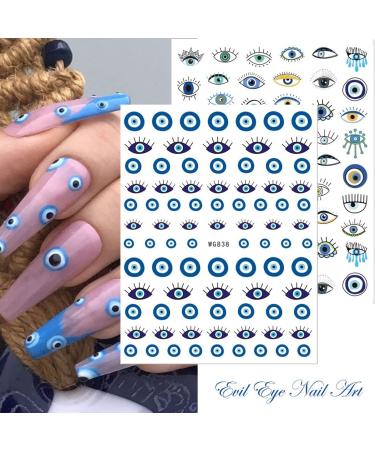 Evil Eye Nail Art Stickers Decals - 3D Self-Adhesive Nail Supplies for Women - Witch Nail Design - 6 Sheets - Buy Online on GoSupps.com
