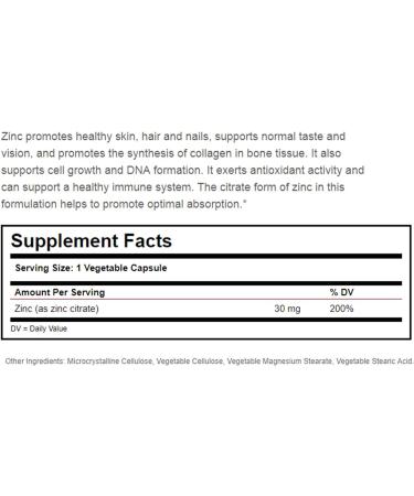 Solgar Zinc Citrate 30mg - 100 Vegetable Capsules (3-Pack) - Buy Online on GoSupps.com