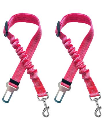 Xundefeng 2 pieces dog car career seat belt dog leash leash stipper pet katin bungee flexileine adjustable lead clip safety belt pink pink 2 pieces