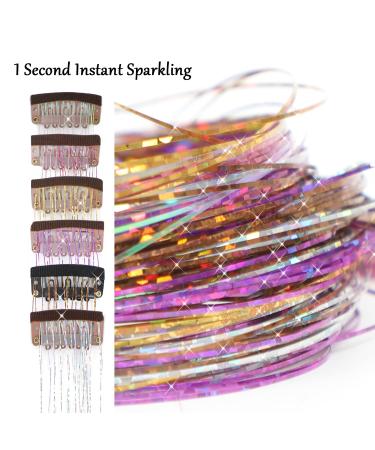 23.6 Galaxy Clip in Hair Tinsel Kit - Heat Resistant Glitter Extensions for Women & Girls - Sparkle Festival Dazzle Hair Accessories - Buy Online on GoSupps.com