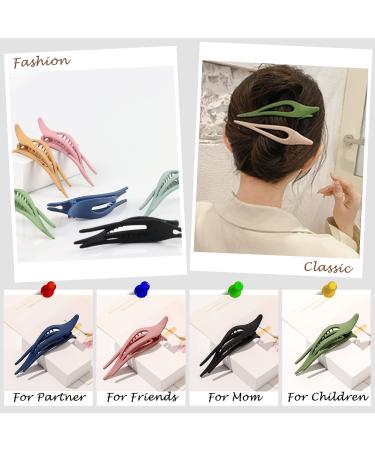 SIFLIF 4 Pack Dovetail Duckbill Hair Clips for Women - Strong Hold Jaw Clips for Thin, Thick, and Curly Hair - Multi-Color Fun Claw Clips - Buy Online on GoSupps.com