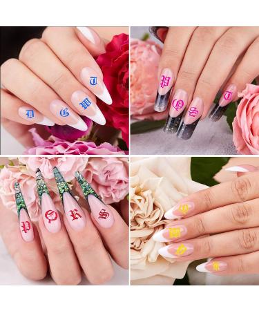 Cobee Holographic Letter Nail Art Stickers - 24 Sheets Old English & Butterfly Decals - 3D Self Adhesive Letters Numbers DIY Nail Charms - Buy Online on GoSupps.com