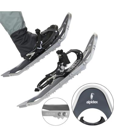 ALPIDEX Snowshoes for Men & Women Aluminum Frame Size 38+ Up to 130 kg Includes Carrying Bag Durable Grey Design - Buy Online on GoSupps.com