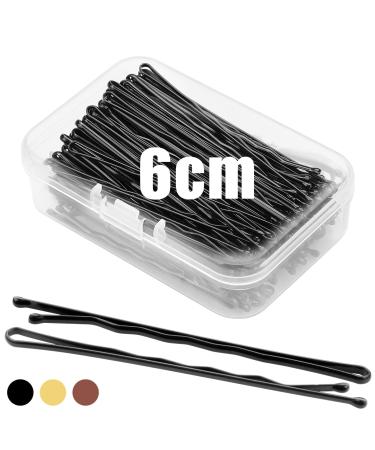 Mbmomnus 100pcs Bobby Pins 6cm Hair Grips for Thick Hair Hair Pins Black Long Kirby Grips with Transparent Storage Box for Women Girls Hair Accessories Ideal for All Types Makeup & Hair Styling