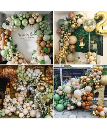 143Pcs Sage Green Balloon Garland Arch Kit Jungle Safari Woodland Balloon Garland Arch Sage Green Brown Beige Gold Balloons for Baby Shower Wild One Safari Birthday Decorations (Sage Green) - Buy Online on GoSupps.com