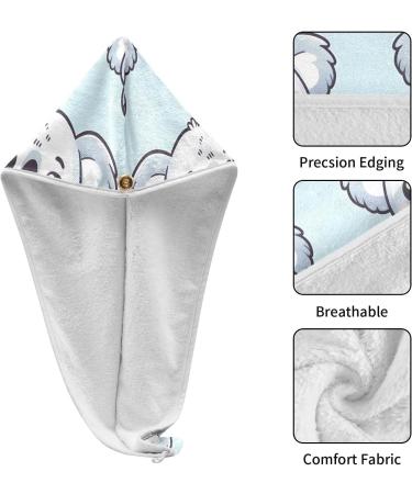 Cartoon Koala Hair Towel 2 Pack | Super Absorbent Quick Dry Hair Turbans for Women & Girls - Buy Online on GoSupps.com