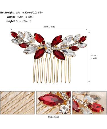 Bridal Hair Comb Bridal Headdress Rhinestone Insert Comb Hair Comb Female Crystal Hair Accessories 7.6x5cm Red - Buy Online on GoSupps.com