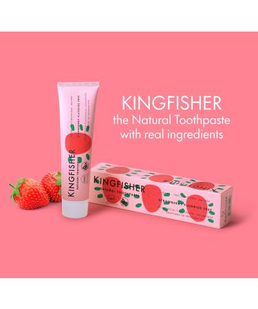  Kingfisher Kingfisher Strawberry Natural Toothpaste Fluoride-Free | Suitable for Vegetarians and Vegans | Gluten-Free and GMO-Free | 1 x 100ml Tube - Buy Online on GoSupps.com