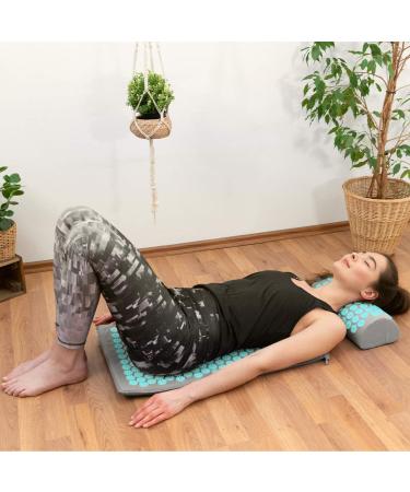 Navaris 2-in-1 Acupressure Massage Set - Shakti Mat & Pillow - Relaxation & Pain Relief - Lightweight Gray & Blue - Ships Internationally - Buy Online on GoSupps.com